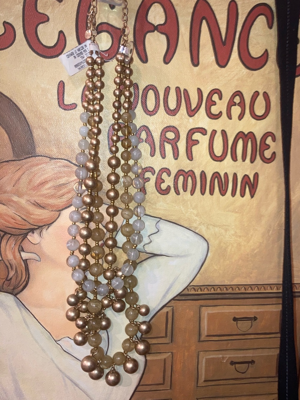 Chico’s Multi-Strand Beaded Layered Necklace  - Bronze pale green $50 - Picture 5 of 7